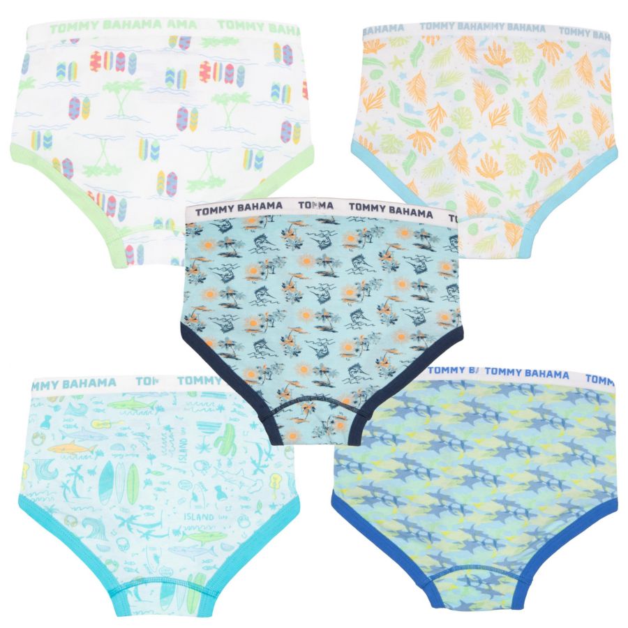 Комплект из 5 хлопковых трусов для мальчиков Tommy Bahama, Blue/gray — фото 3