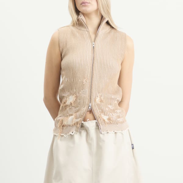 Вязаный жилет Mm6 Maison Margiela, Camel & Chalk — фото 2
