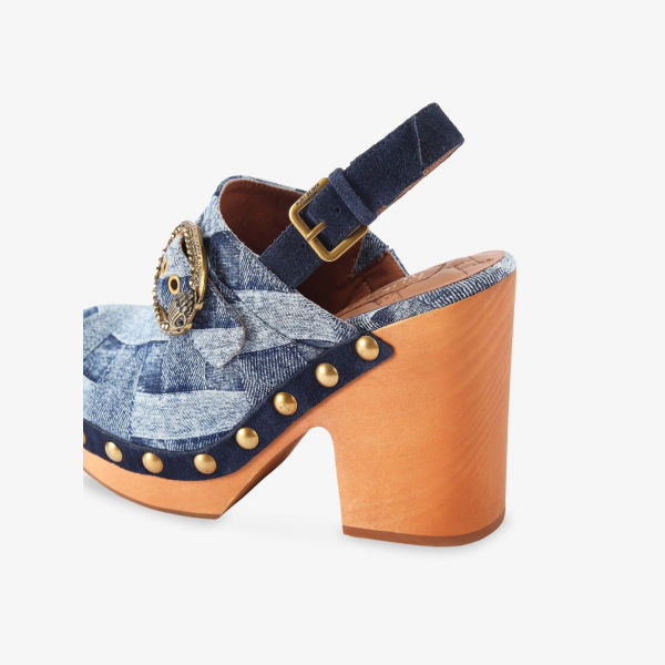 Сандалии-клоги джинсовые Kurt Geiger London, синий — фото 3