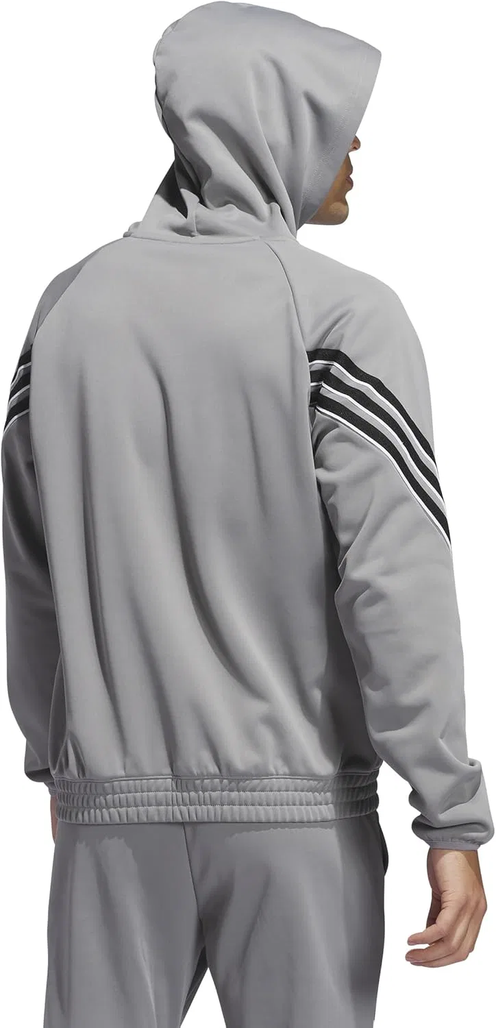 Толстовка Adidas Men's Select Foundation Fleece Basketball, серый/черный — фото 3