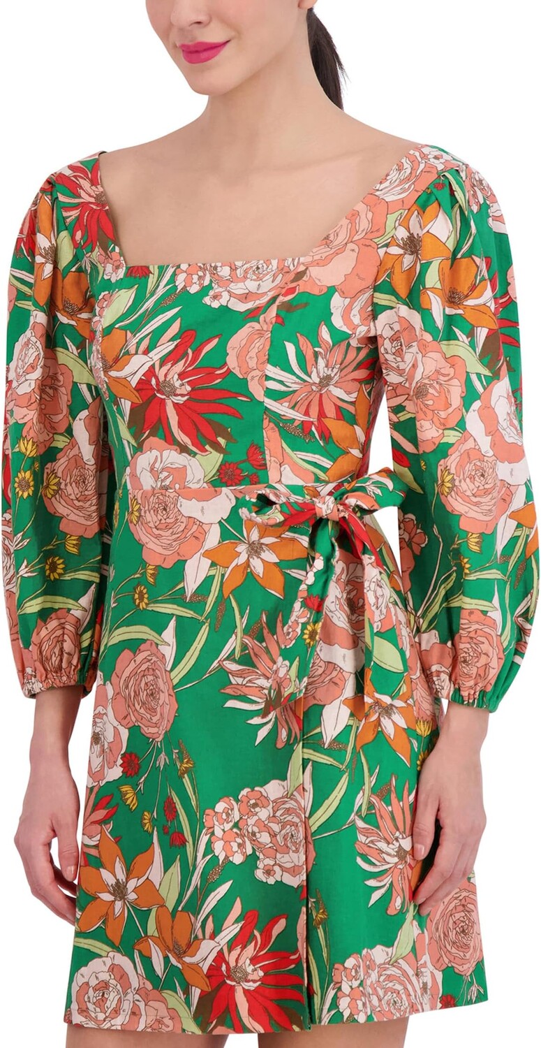 

Платье Vince Camuto Printed Linen A-Line Dress, цвет Green Multi
