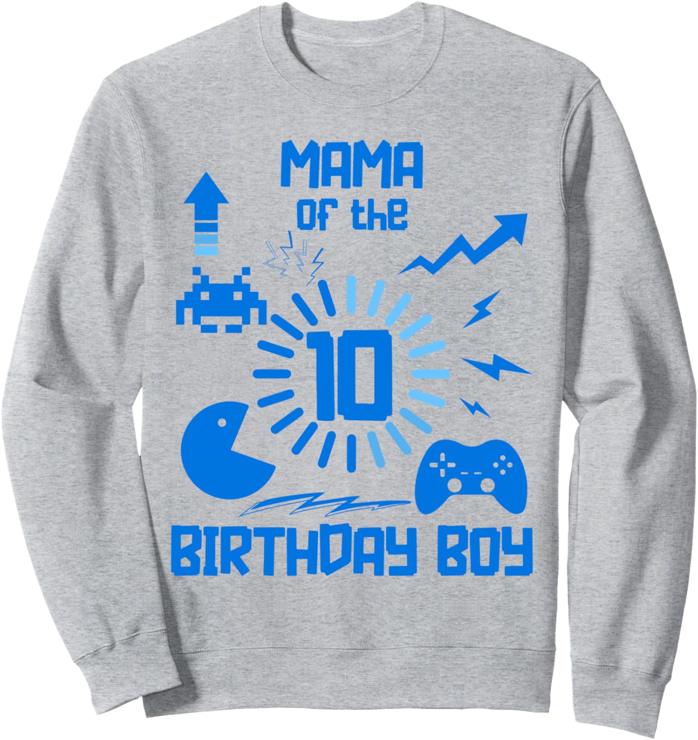 

Мама именинника, синяя толстовка с изображением видеоигры, на 10-летие Family Look Video Game In Blue Decorations Gifts