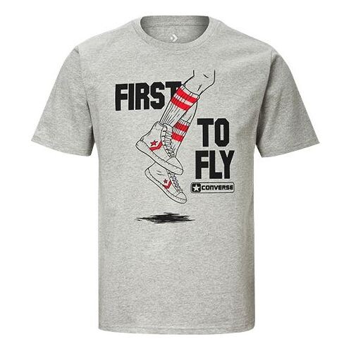 

Футболка men's pro leather alphabet printing short sleeve gray Converse, серый