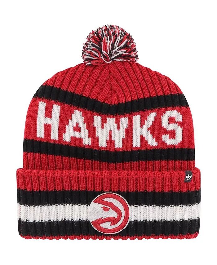 

Мужская красная вязаная шапка Atlanta Hawks Bering с манжетами и помпоном '47 Brand
