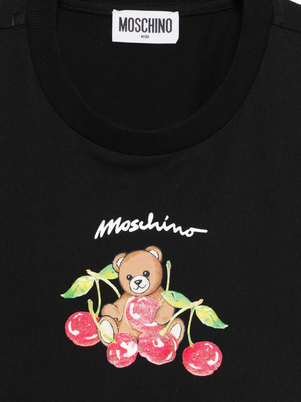 Футболка Teddy с вишней Moschino Kids, черный — фото 3