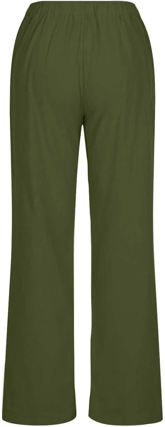 Широкие брюки Cotton Linen с завязкой на талии, Green — фото 4