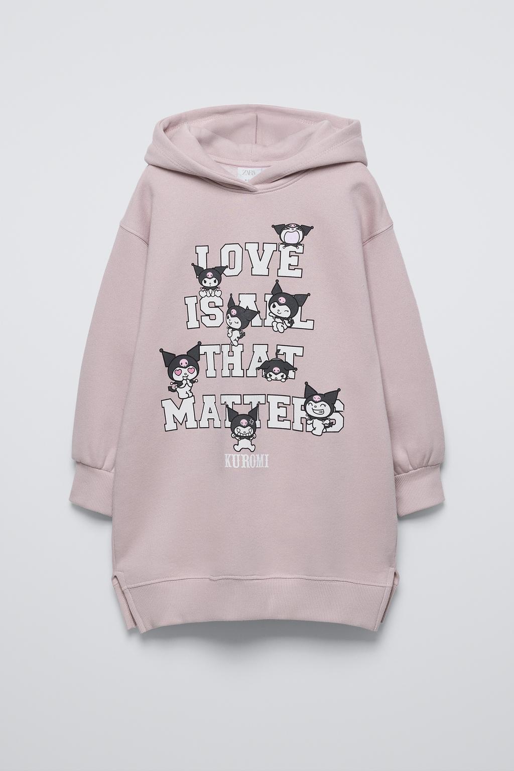 

Платье с капюшоном из мягкой ткани kuromi sanrio ZARA, розовый