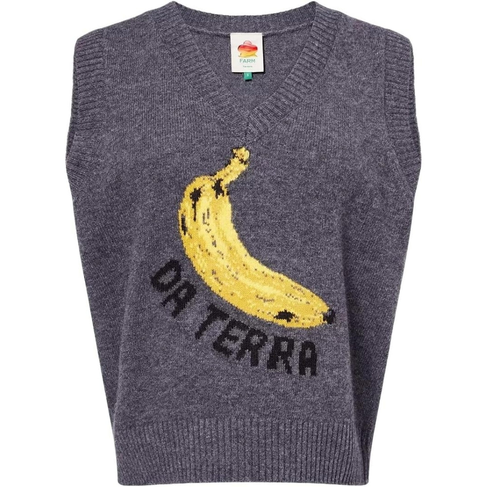 

Женский вязаный жилет FARM Rio Da Terra серого цвета "Банан", серый