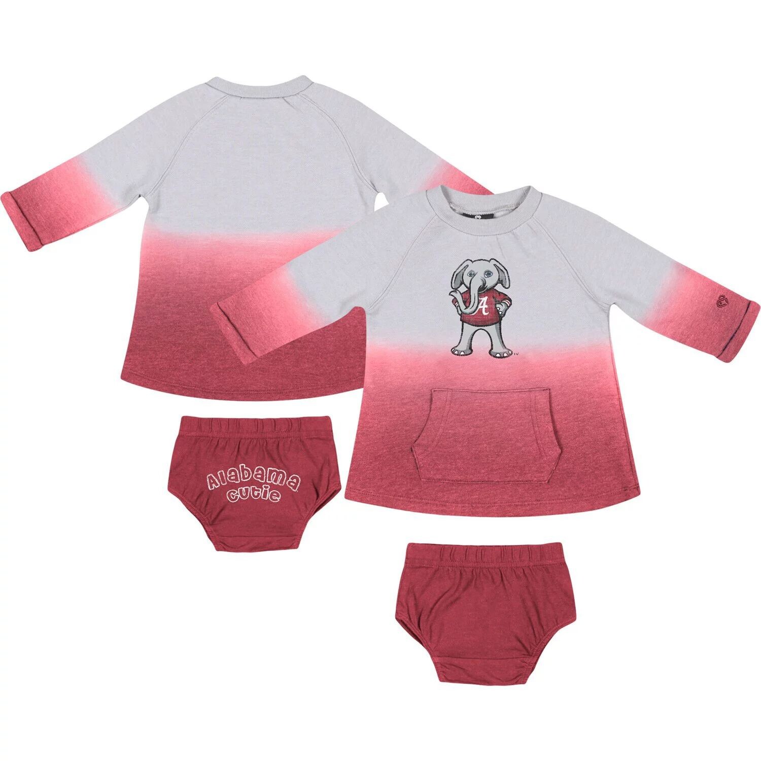 

Для новорожденных и младенцев Colosseum Grey/Crimson Alabama Crimson Tide Hand in Hand Платье с эффектом омбре и комплект шароваров Colosseum