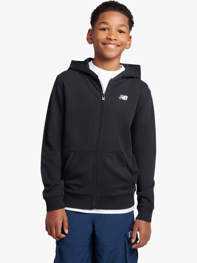 

Детская хлопковая худи на молнии New Balance, Caviar