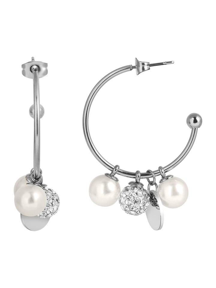 

Adeliás Женские серьги - Серьги-кольца из нержавеющей стали с жемчужиной в серебристом исполнении