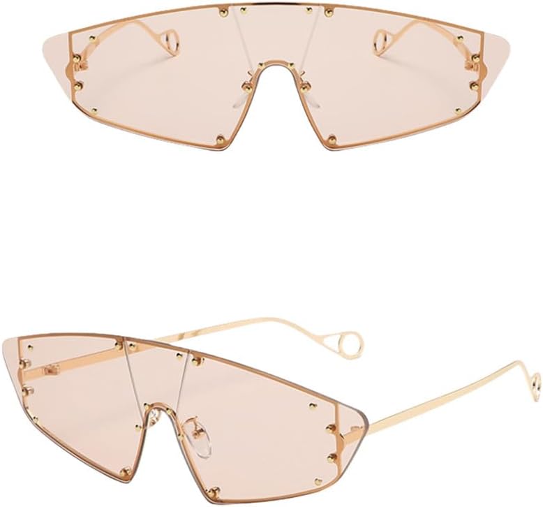 

Солнцезащитные очки для женщин с неровными зеркальными линзами и заклепками. Винтажные солнцезащитные очки для женщин и мужчин с защитой от УФ-излучения UV400 LANGSER, 6