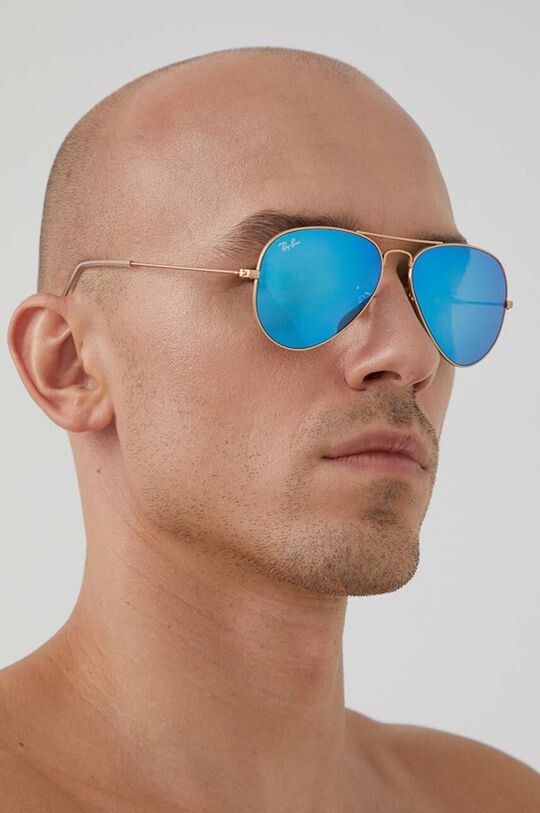 

Большие металлические очки-авиаторы Ray-Ban, золото