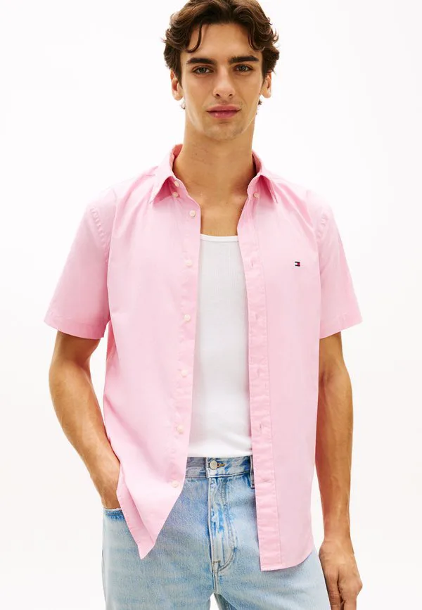 Рубашка с коротким рукавом из поплина, стандартного кроя, модель th flex. Tommy Hilfiger, Classic Pink