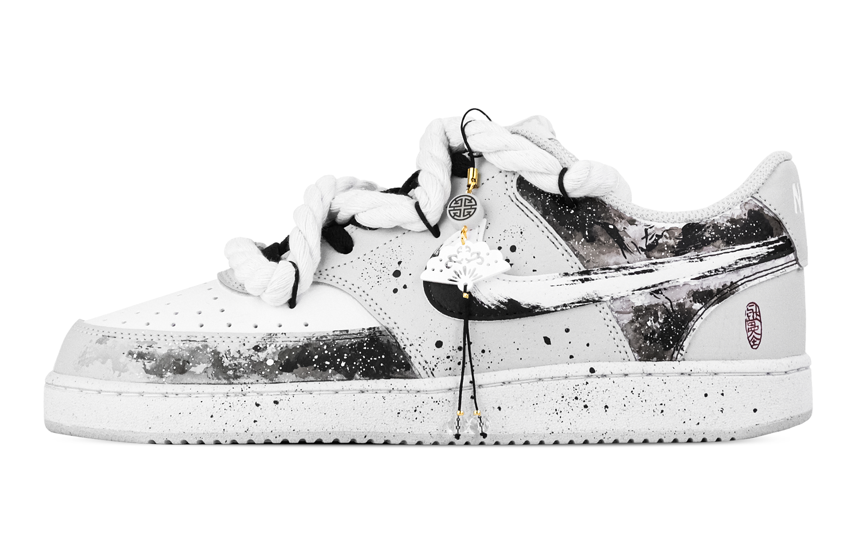 

Nike Кроссовки для скейтборда Court Vision Ruyi Crane, износостойкие, низкие, мужские, белые, серые