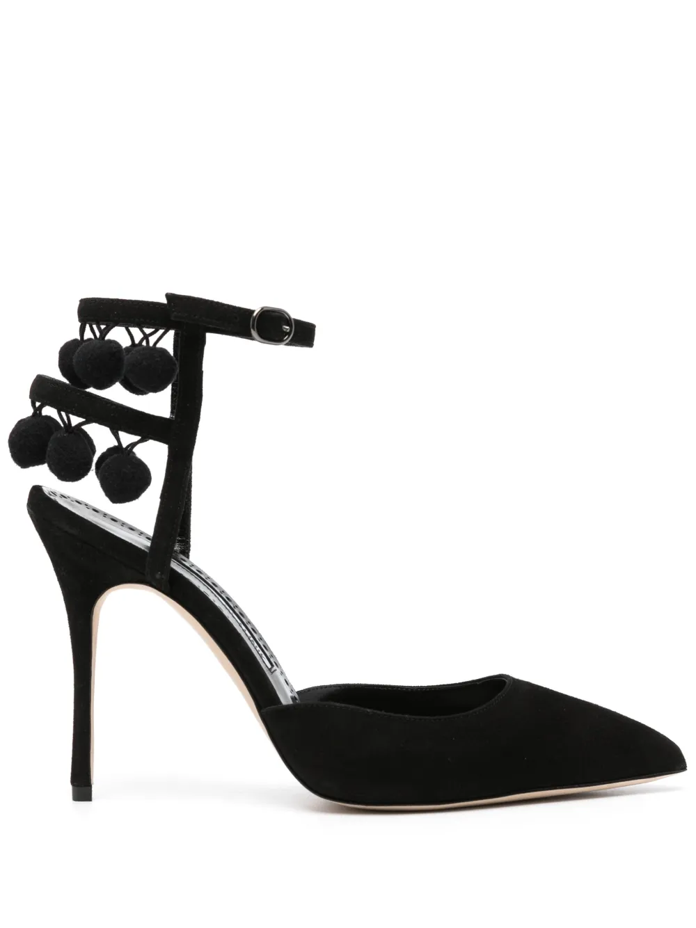 Туфли с заостренным носком и помпонами Manolo Blahnik, черный