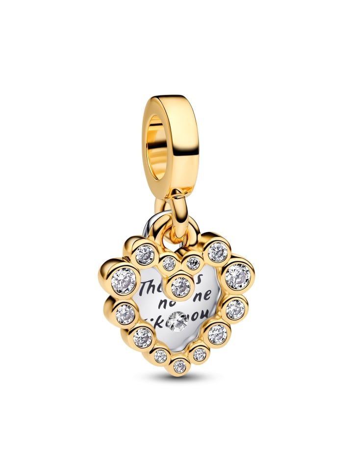 

Pandora Двойной кулон-шарм в виде сверкающего сердца, золотистого цвета