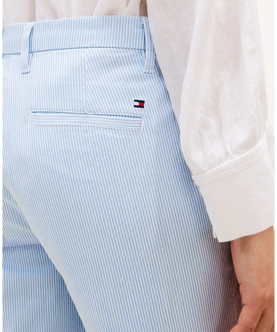 Женские узкие прямые шорты из саржи Tommy Hilfiger, ithica синий stripe — фото 3