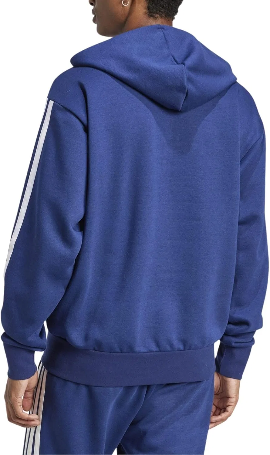 Толстовка Adidas Essentials с капюшоном на молнии и полосками, темно-синий/белый — фото 3