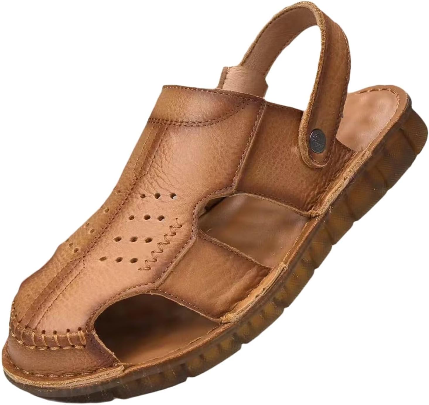 

Мужские спортивные сандалии HNVAVQ с закрытым носком, дышащие сандалии, летние пляжные туфли для рыбалки, кожаные прогулочные сандалии