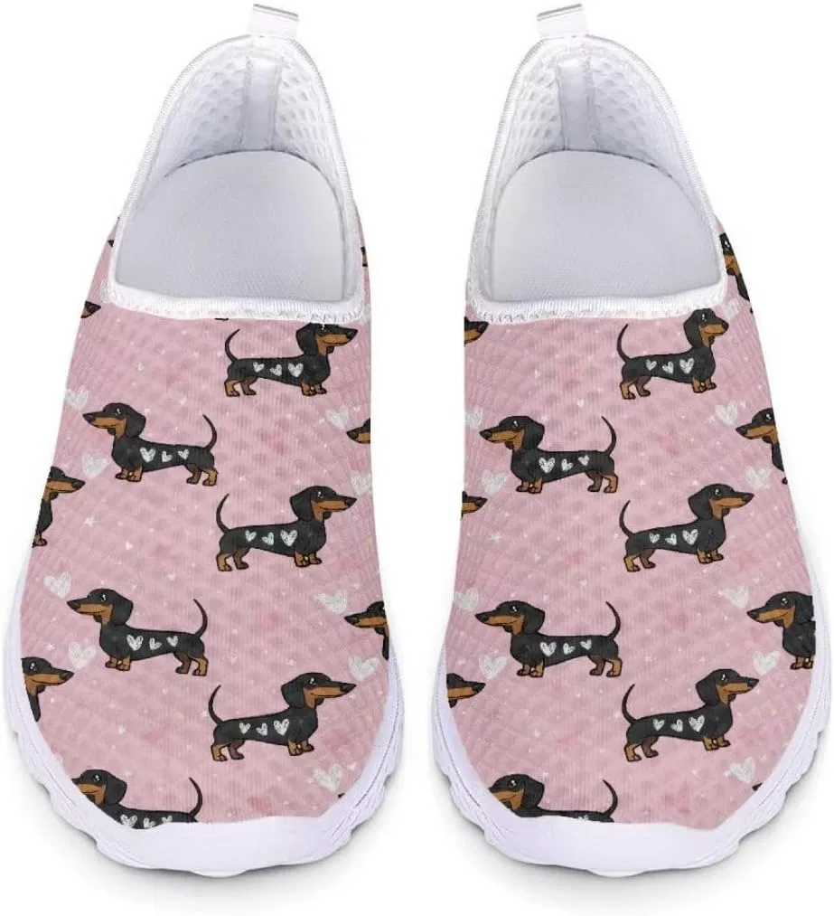 Лоферы женские Jeiento, Black Dachshund Pink Hearts — фото 2