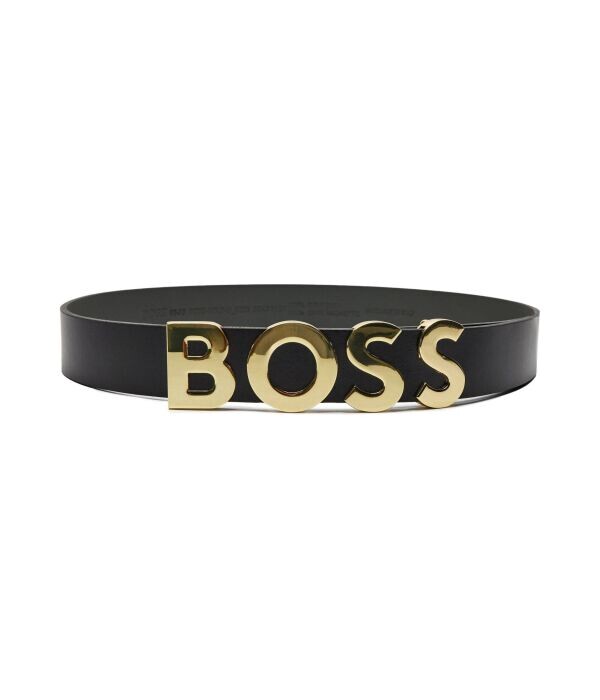 

Ремень мужской Boss с золотой пряжкой, черный