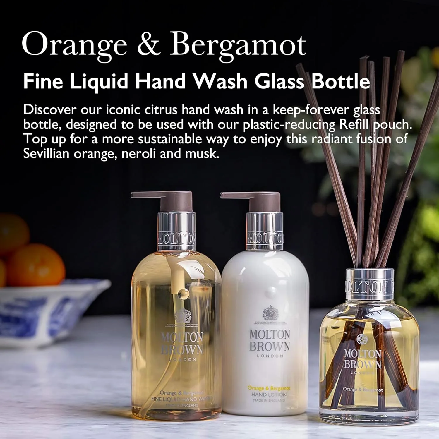 Жидкое мыло для рук Molton Brown Orange & Bergamot Fine Liquid Hand Wash в стеклянной бутылке - Роскошное мыло для рук, 6,76 жидких унций., Clear — фото 3