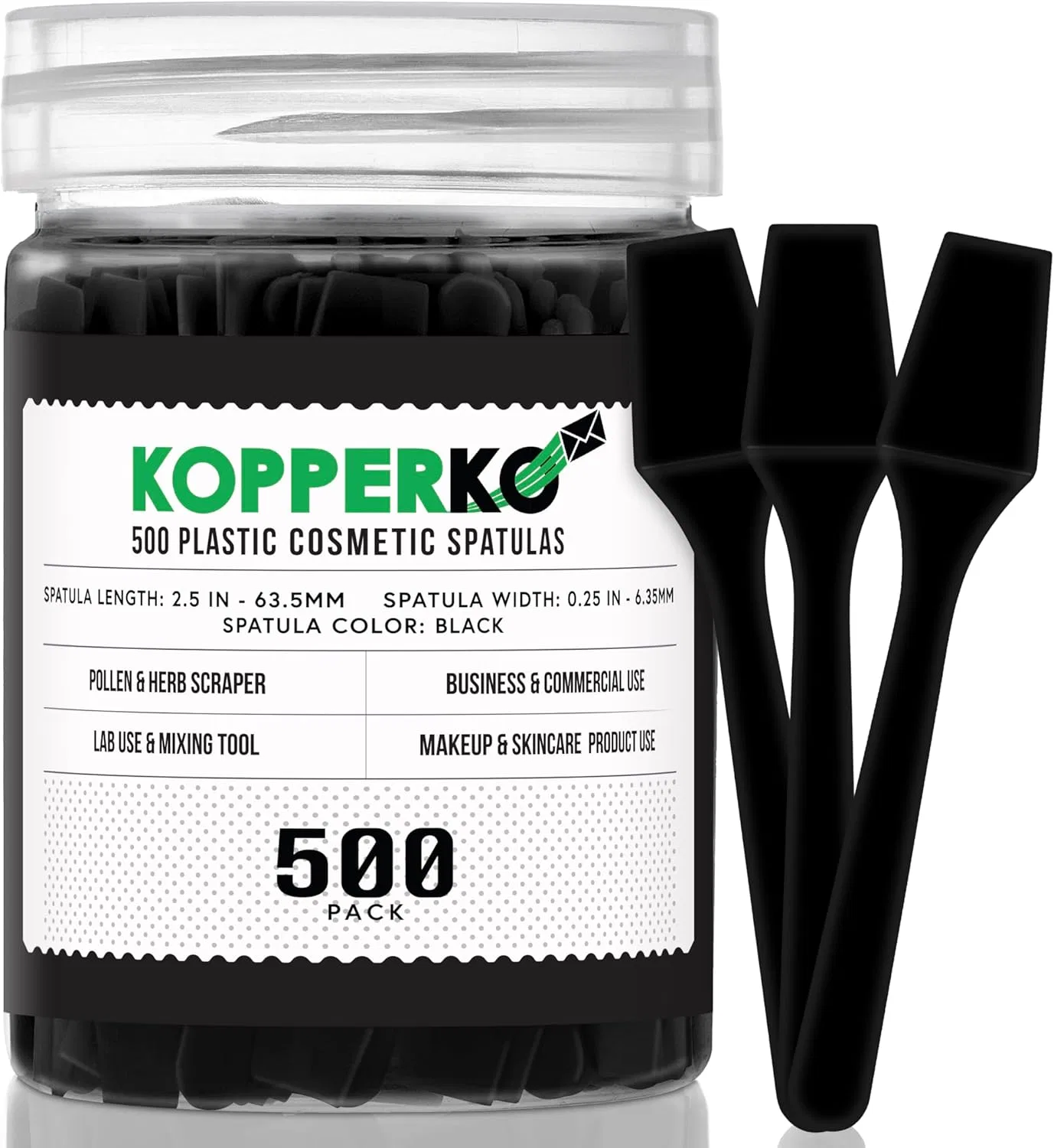 Набор пластиковых лопаток для косметики Kopperko 500 шт, 2.5 дюйма, белый