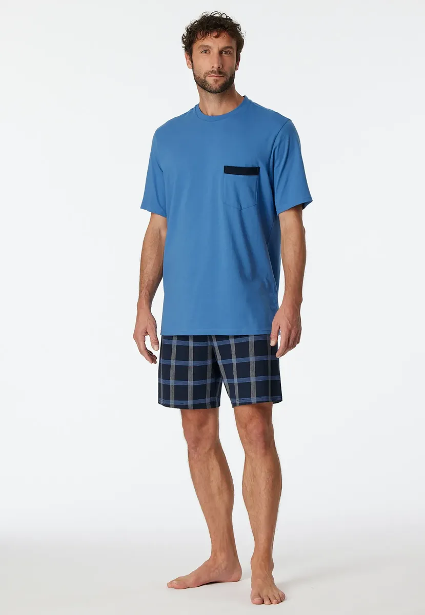 

Schiesser Shorty "Comfort Nightwear" (2 шт.), с накладным нагрудным карманом и декоративными полосками, синий