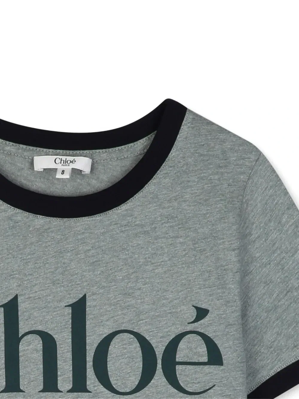 Футболка с логотипом и контрастной отделкой Chloé Kids, серый — фото 3
