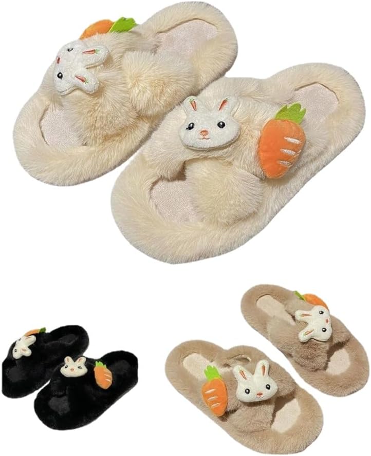 

Милые тапочки-зайчики, пушистые тапочки для женщин Albiva, бежевый