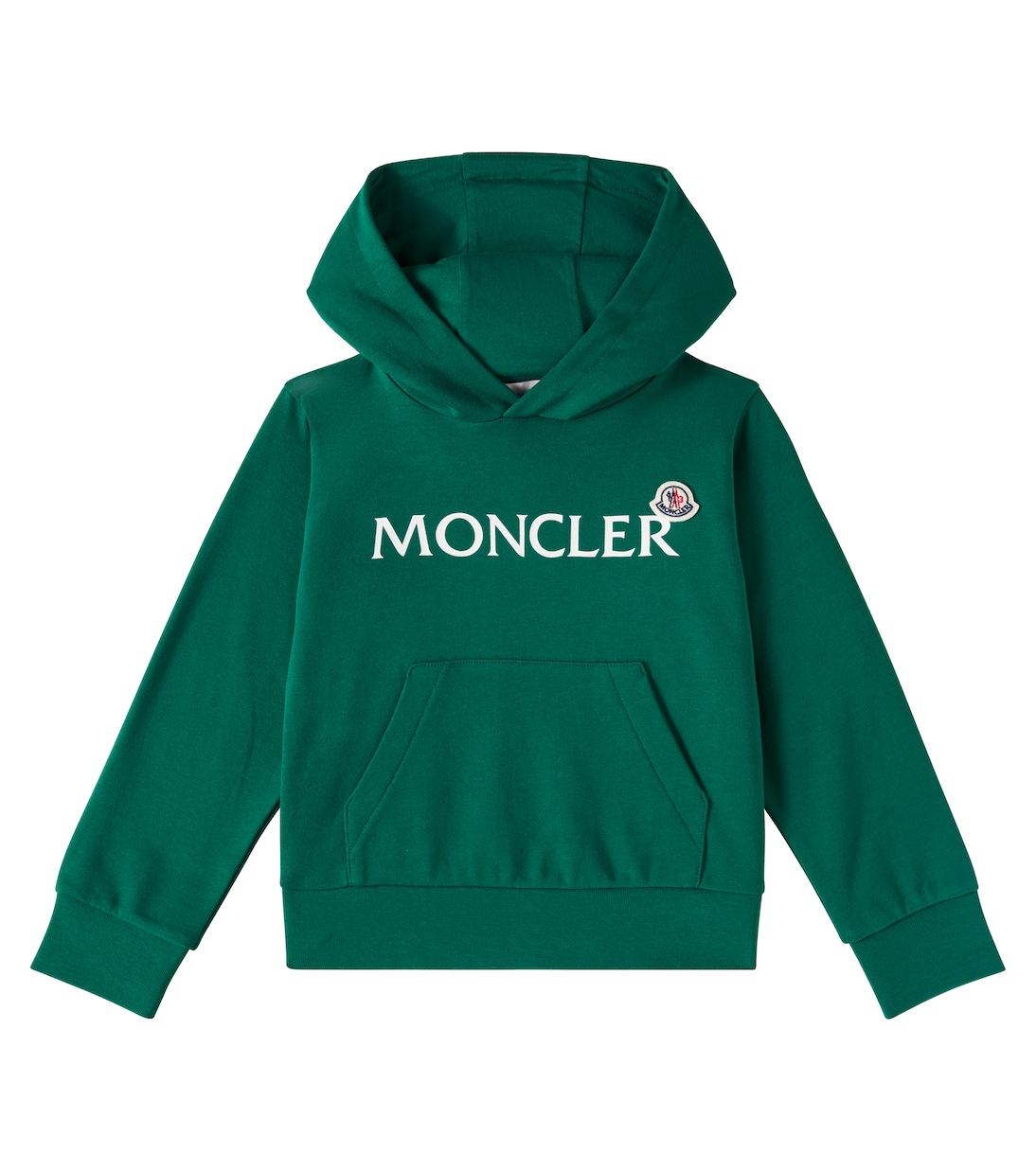 

Логотип хлопковый худи из флиса Moncler Enfant, зеленый