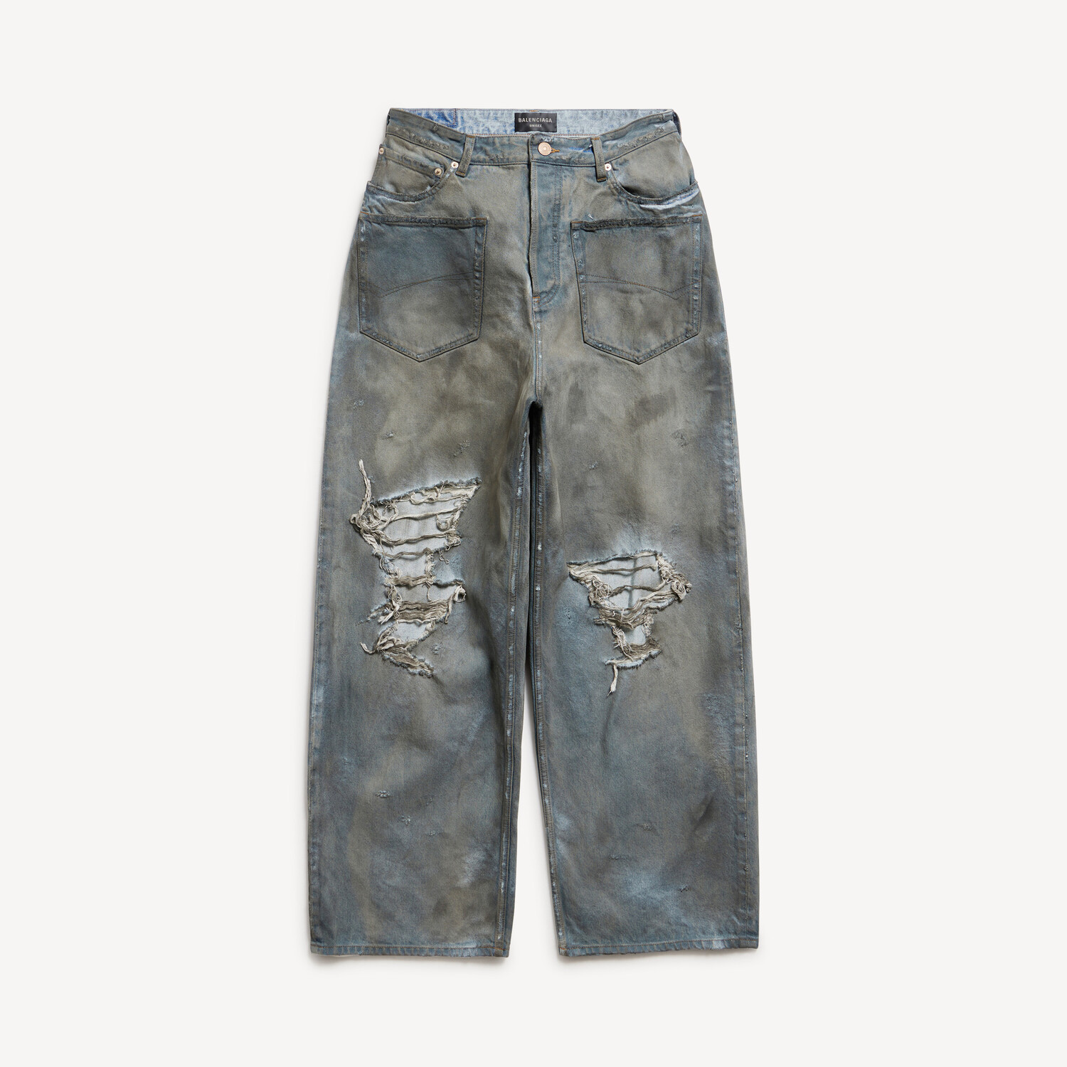 

Синие свободные джинсы с накладными карманами BALENCIAGA, голубой