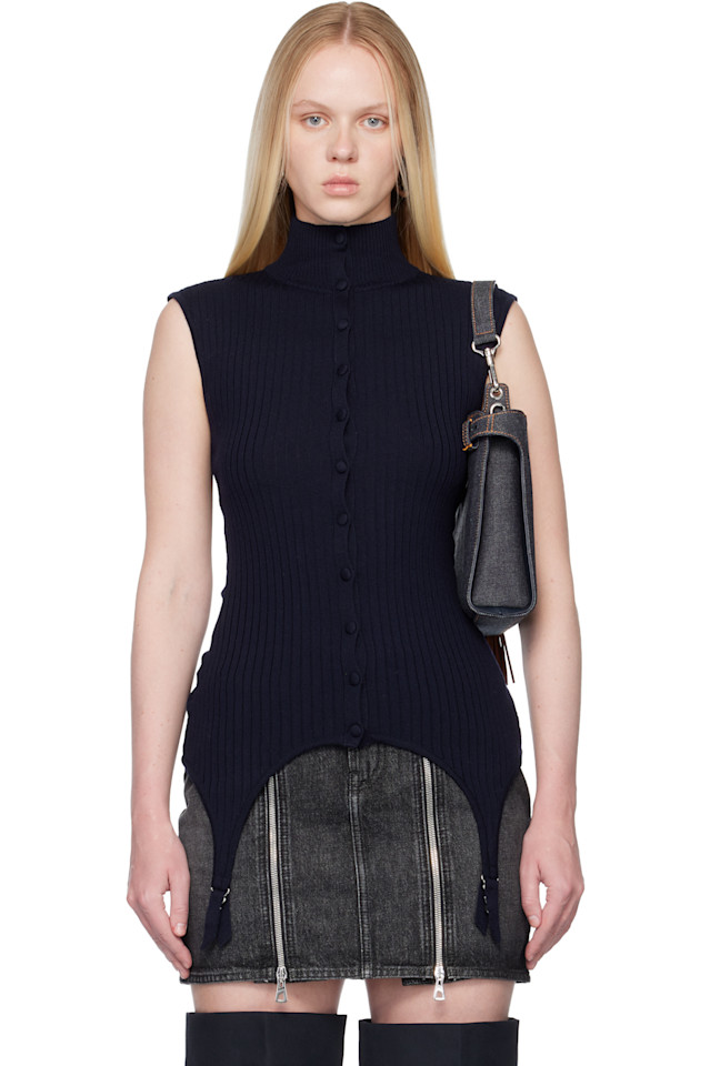 

Жилет с подвязкой Jean Paul Gaultier, темно-синий