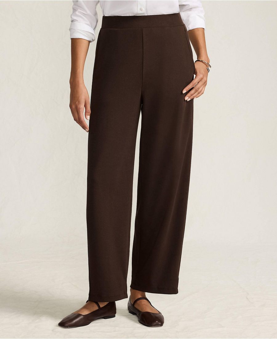 

Женские спортивные трикотажные брюки с высокой посадкой и укороченными штанинами Lands' End, Rich coffee