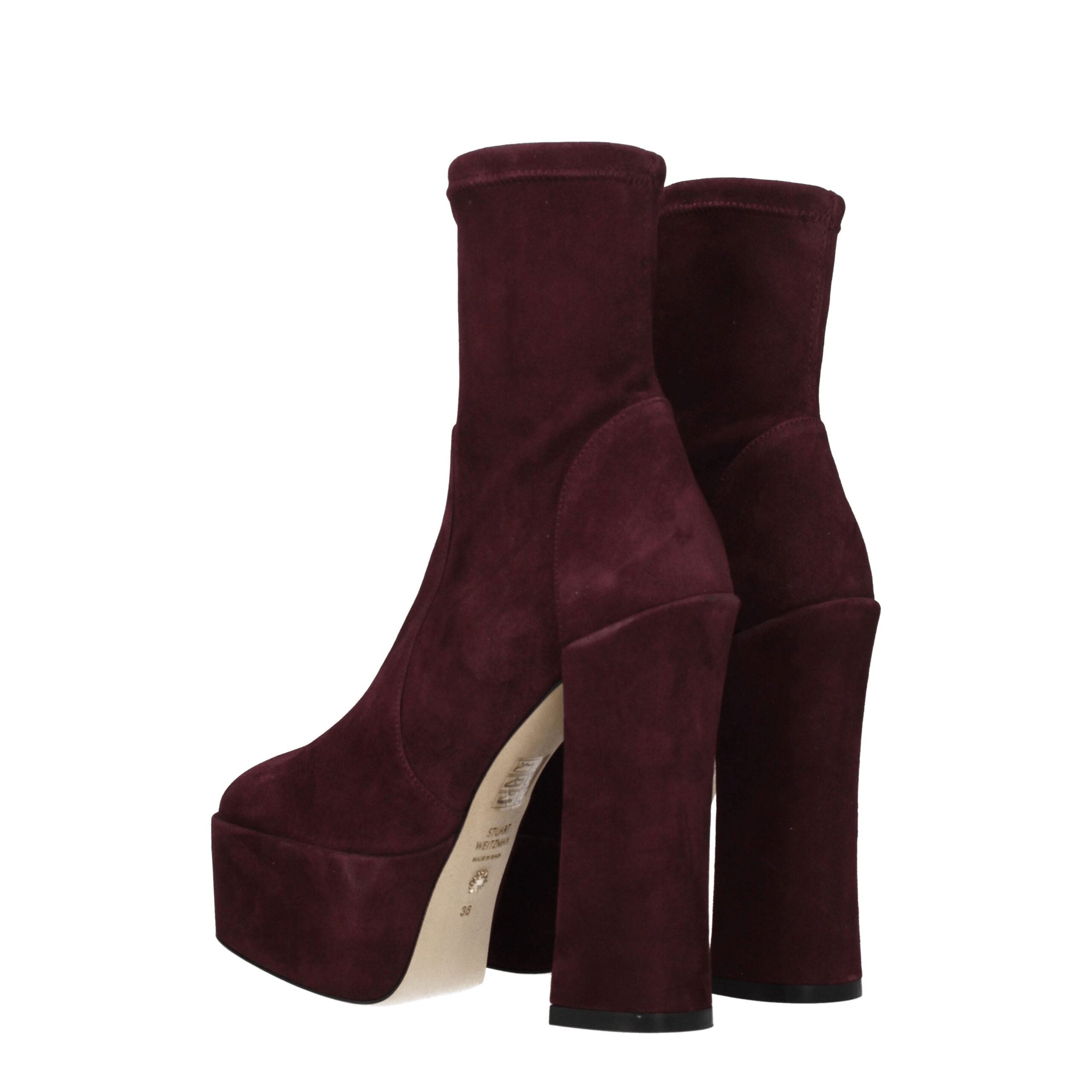 Женские кожаные ботильоны Stuart Weitzman, фиолетовый — фото 4