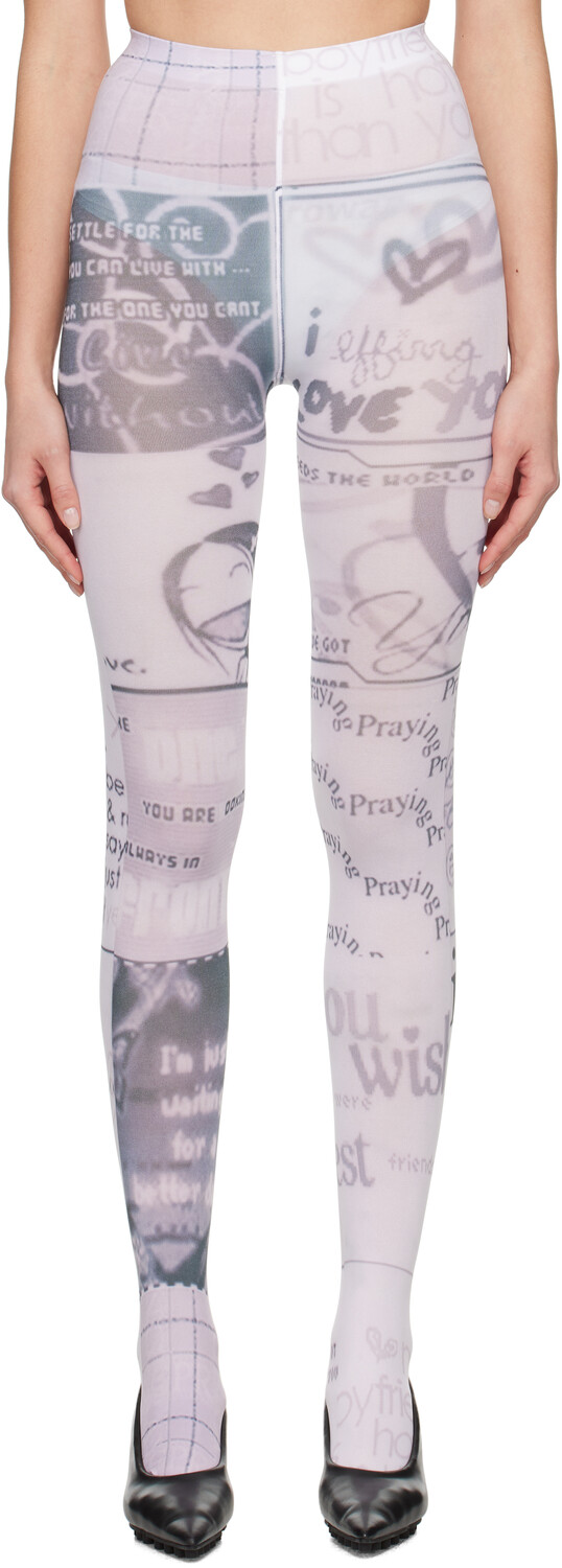 

Эксклюзивные белые колготки SSENSE Comic Praying
