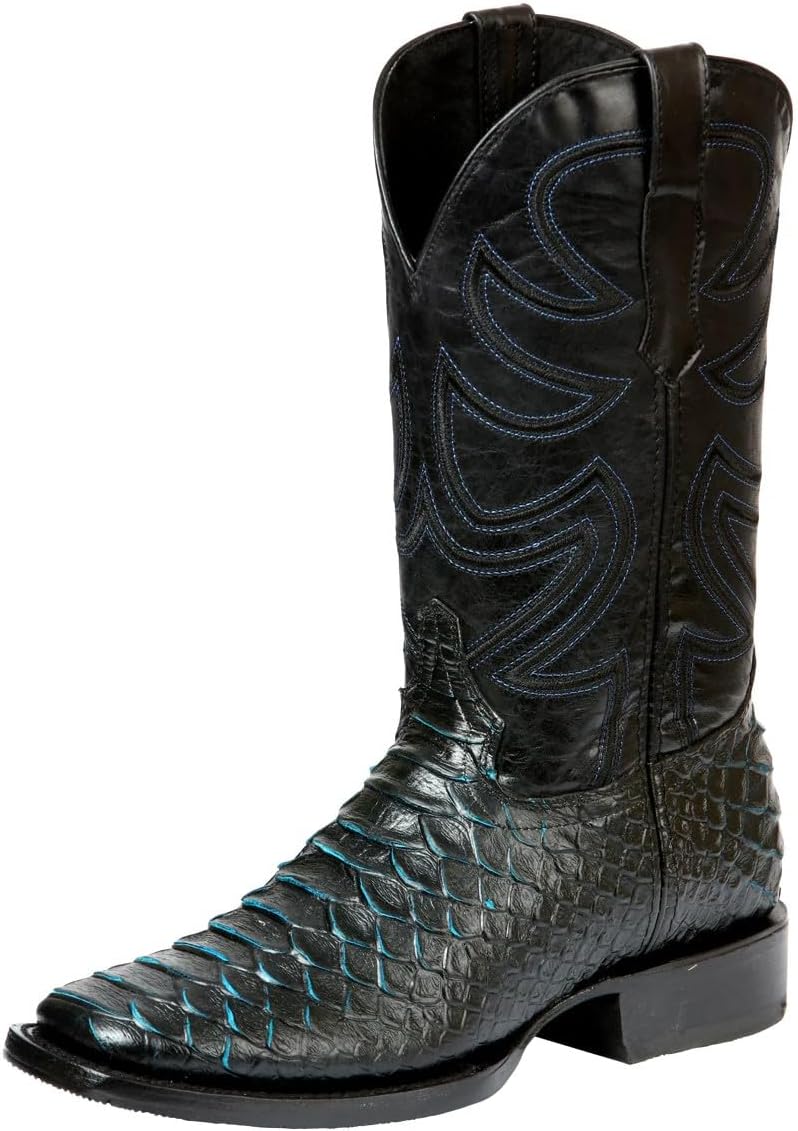 

Мужские ковбойские сапоги El General Western, имитация питона, черно-синие Generic