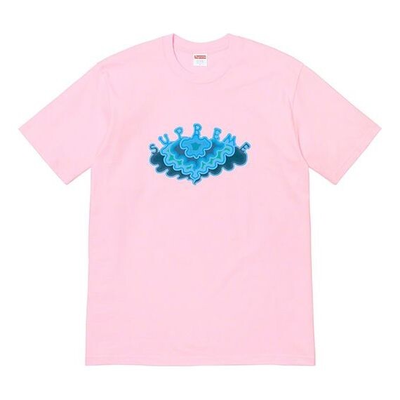 Футболка ss19 cloud tee clouds pattern short sleeve pink Supreme, розовый