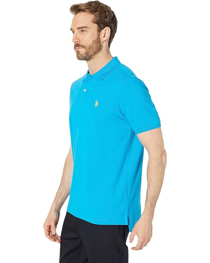 

Поло U.S. POLO ASSN. Solid Cotton Pique Polo with Small Pony, цвет Teal Blue 1