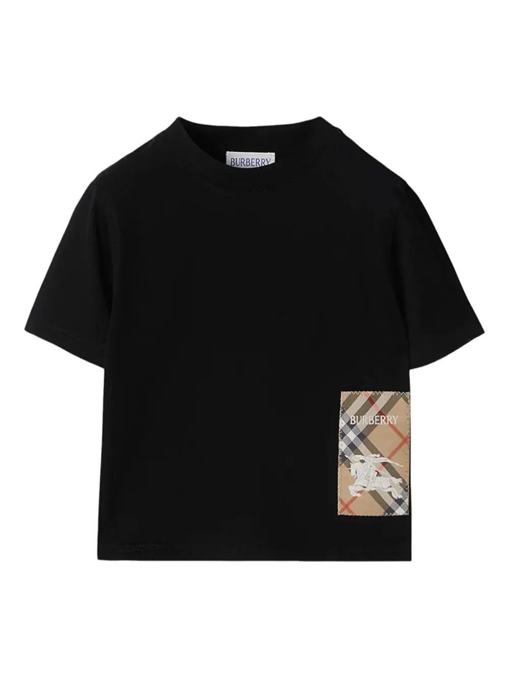 

Футболка с нашивкой в клетку BURBERRY KIDS, черный