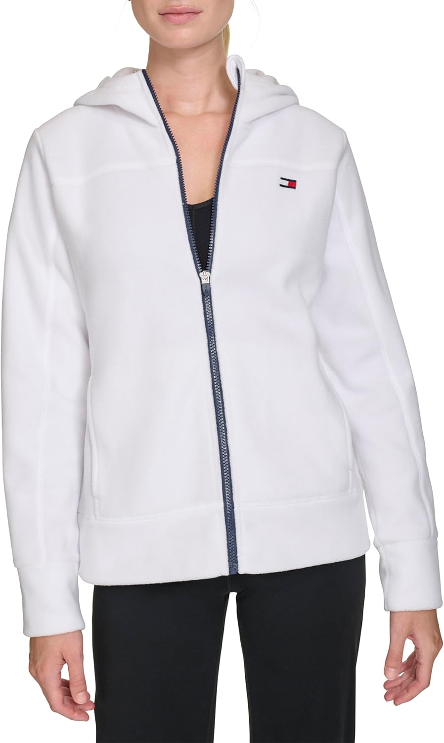 Женская флисовая куртка с капюшоном и застежкой-молнией Tommy Hilfiger, Cloud — фото 2