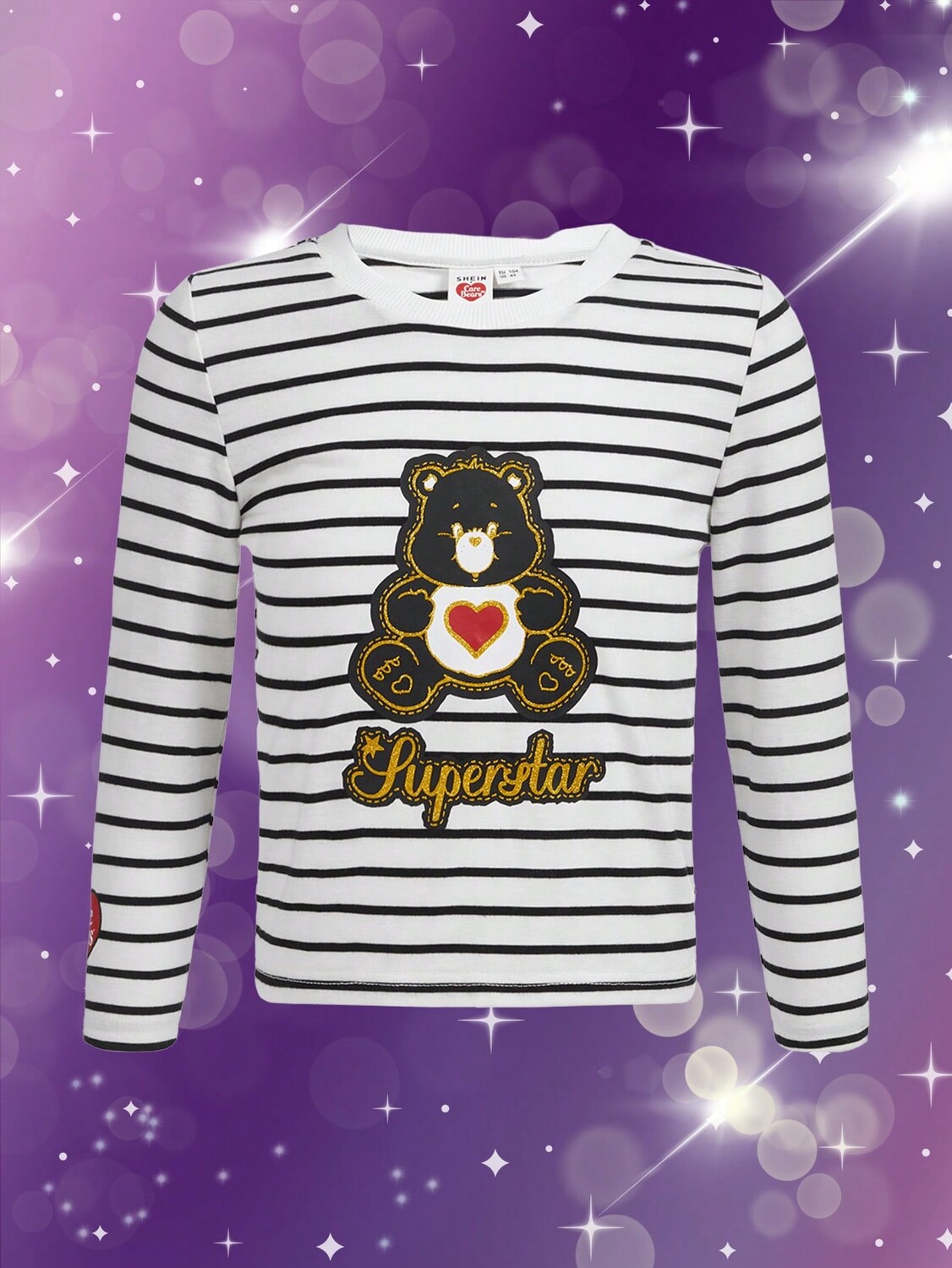 

Футболка Shein в полоску, черный / белый