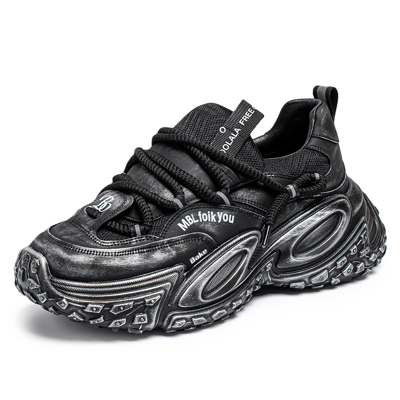 

BAKE Амортизирующие устойчивые к истиранию массивные кроссовки мужские низкие черные, цвет Black