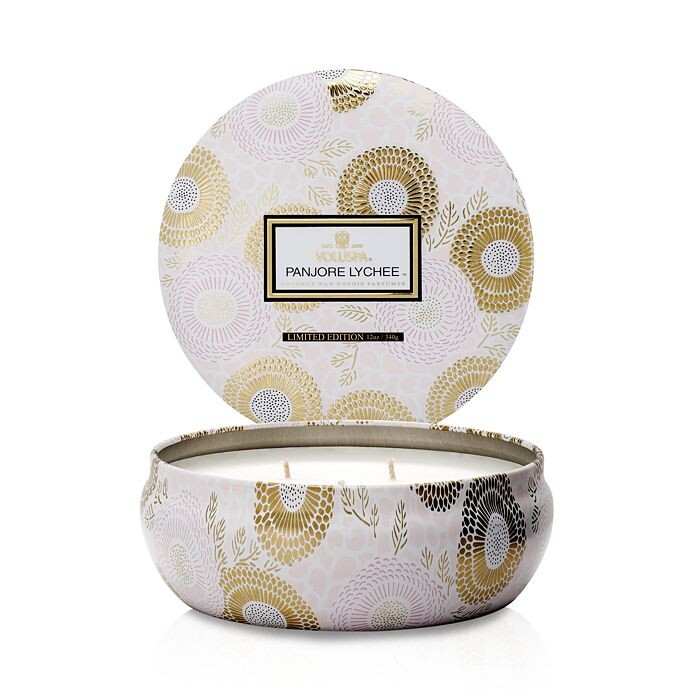 

Оловянная свеча Voluspa Panjore Lychee 3 Wick, 12 унций, розовый
