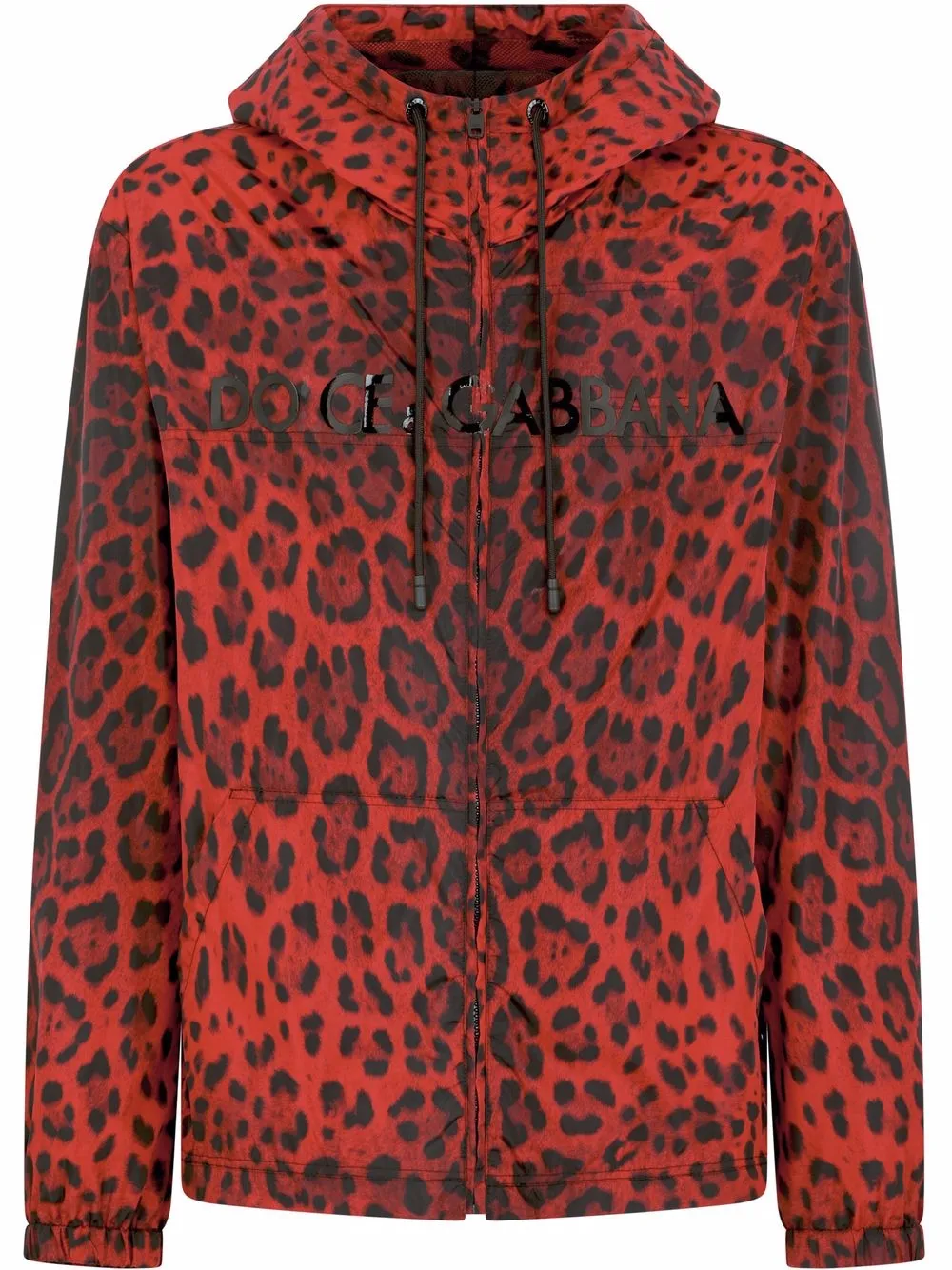 

Куртка с капюшоном и леопардовым принтом DOLCE & GABBANA, красный