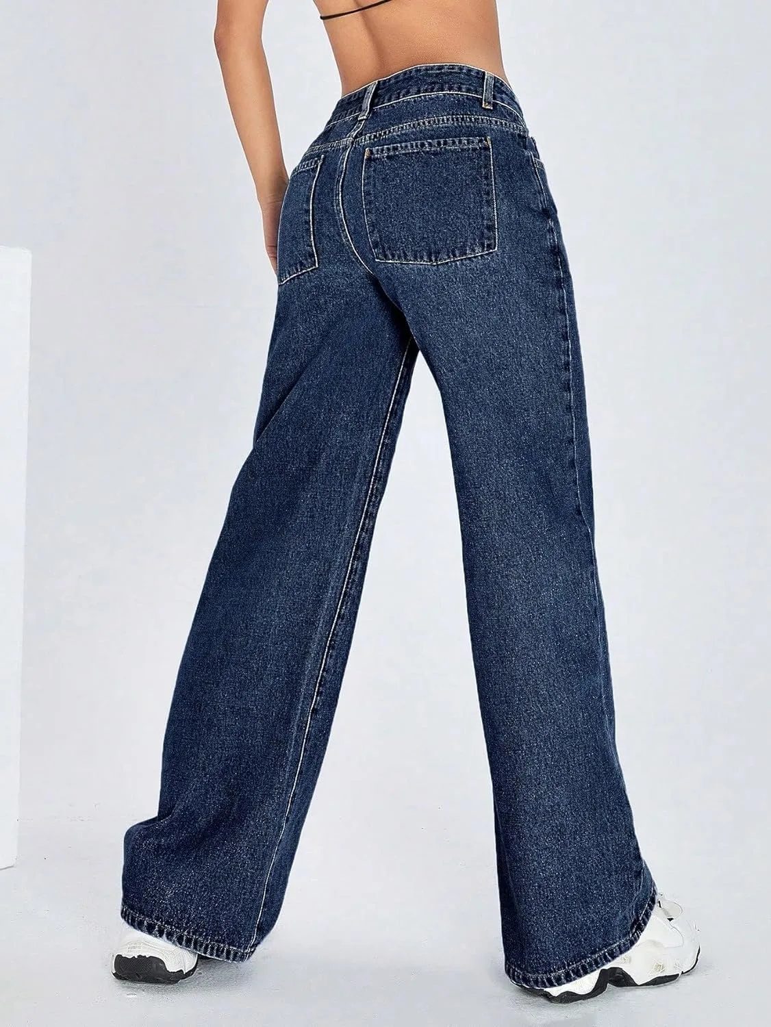 Женские классические джинсы Mid-Rise Loose Fit Generic, Dark Wash — фото 2
