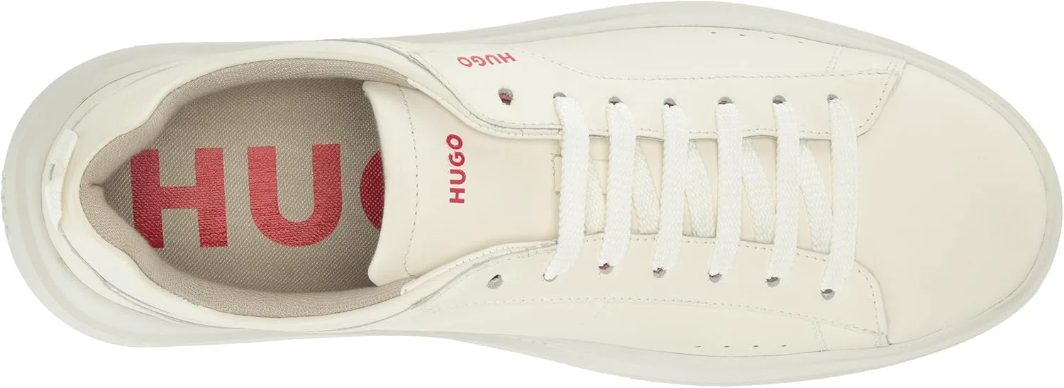 Кроссовки Hugo Mens Cupsole из кожи на шнуровке, белый — фото 3