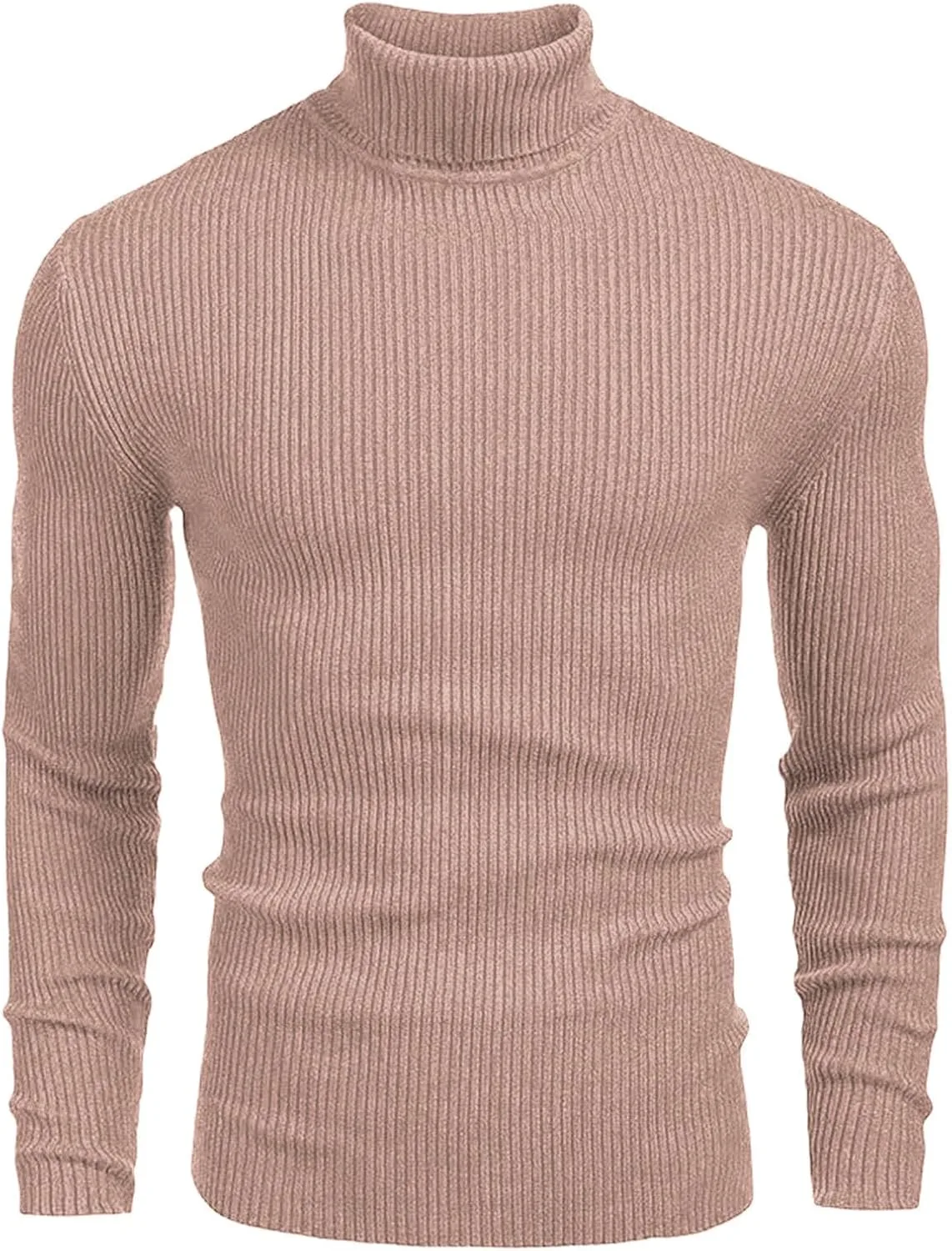 Мужской ребристый свитер slim fit с воротником-гольф — фото 4