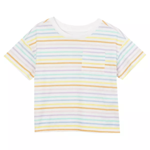 

Футболка с карманом для девочек 2-16 лет Meet and Greet Lands' End, цвет colorful stripe